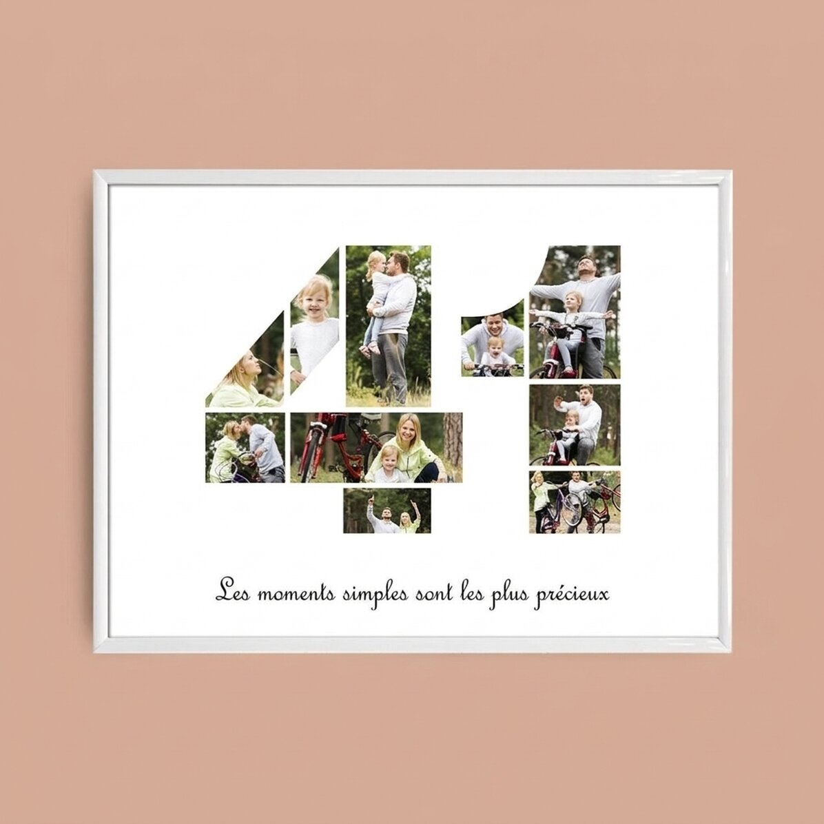 Tableau paysage personnalisé avec 10 photos, modèle n° 41, et un message