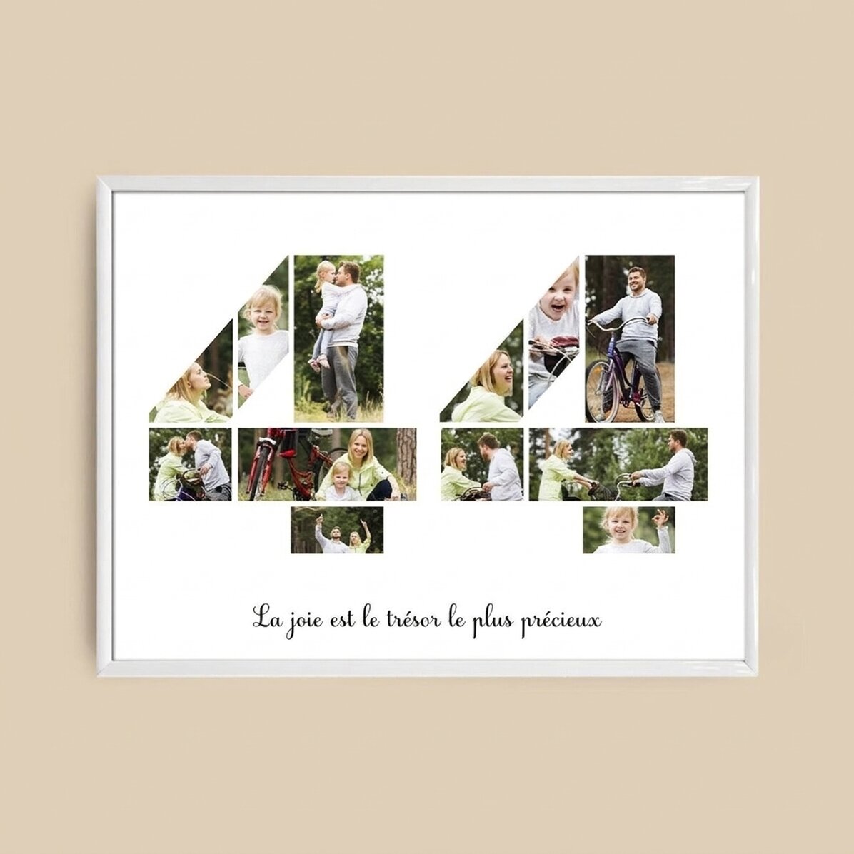 Tableau paysage personnalisé avec 12 photos, modèle n° 44, et un message