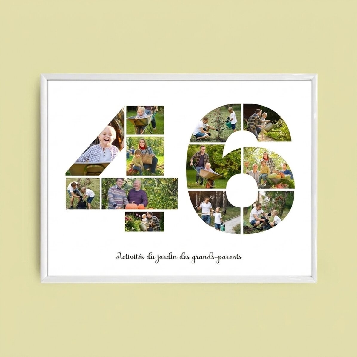Tableau paysage personnalisé avec 12 photos, modèle n° 46, et un message