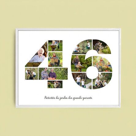 Tableau paysage personnalisé avec 12 photos, modèle n° 46, et un message