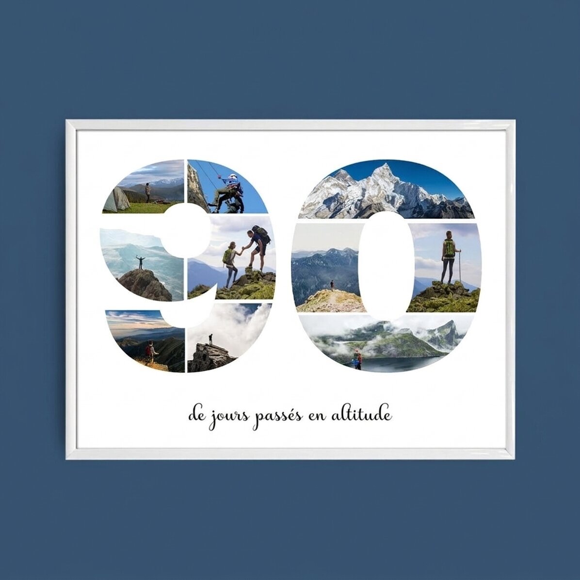 Tableau paysage personnalisé avec 10 photos, modèle n° 90, et un message
