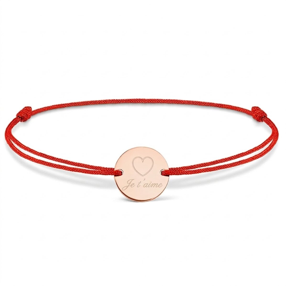 Bracelet à cordon personnalisé - pendentif de 14 mm - argent 925 - modèle « petit cœur »