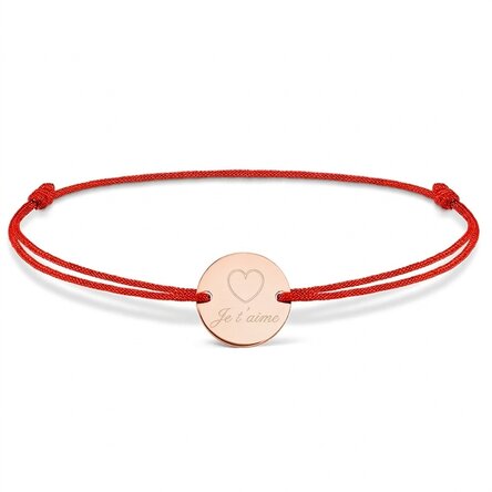 Bracelet à cordon personnalisé - pendentif de 14 mm - argent 925 - modèle « petit cœur »