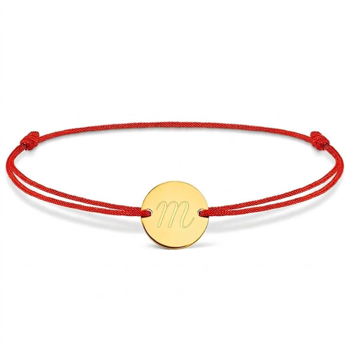 Bracelet à cordon personnalisé - pendentif de 14 mm - argent 925 - modèle initiale