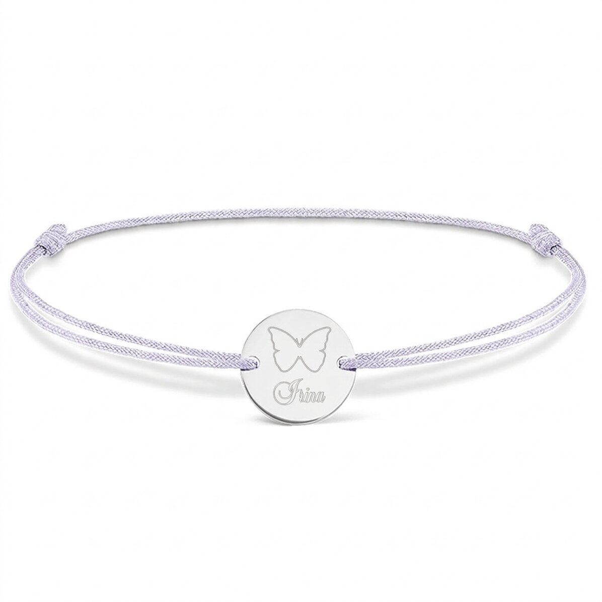 Bracelet à cordon personnalisé - pendentif de 14 mm - argent 925 - motif papillon