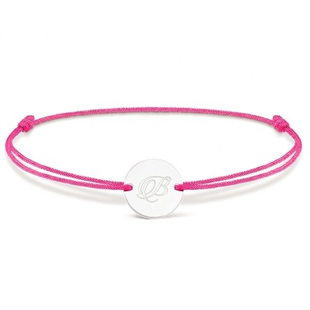 Bracelet à cordon personnalisé - pendentif de 14 mm - argent 925 - modèle initiale 2