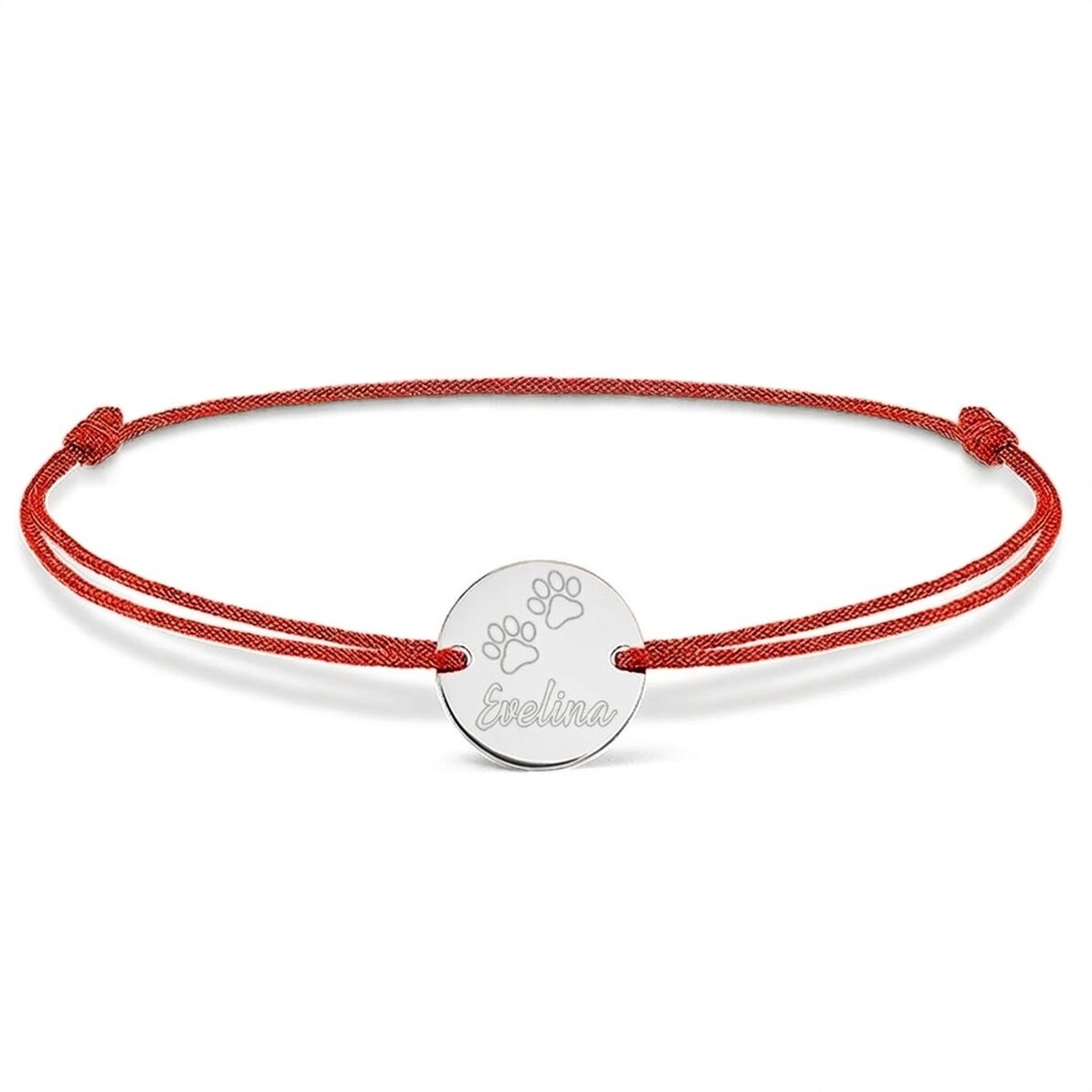 Bracelet à cordon personnalisé - pendentif de 14 mm - argent 925 - modèle « patte de chat »