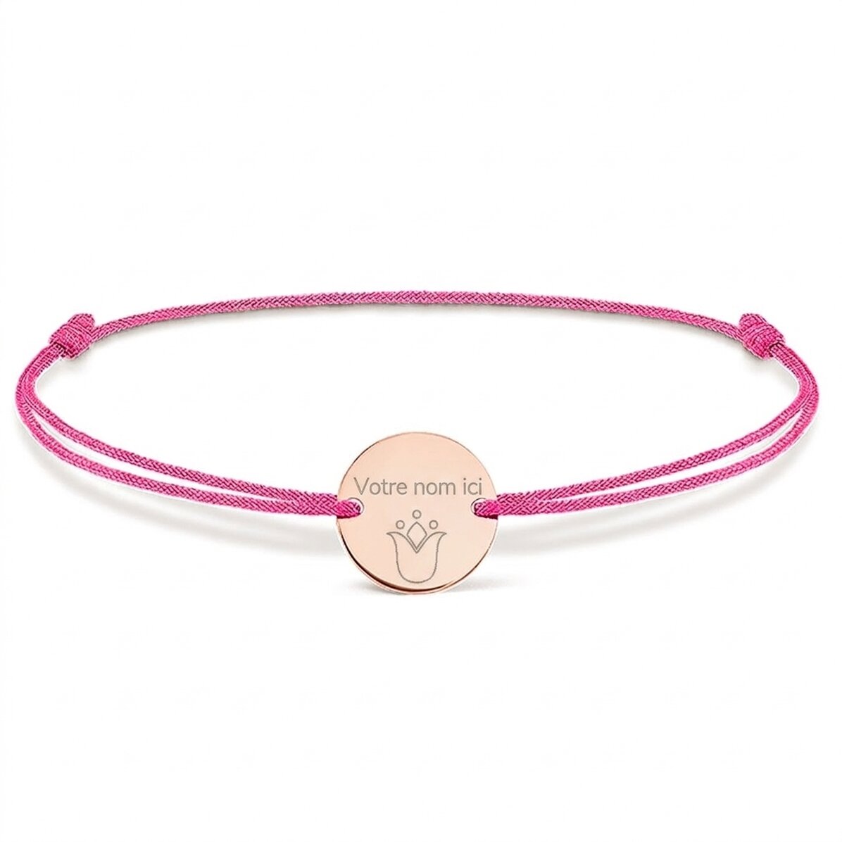 Bracelet à cordon personnalisé - pendentif de 14 mm - argent 925 - motif tulipe