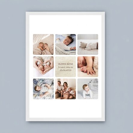 Personalised canvas with text and 8 photos - Baby's first year