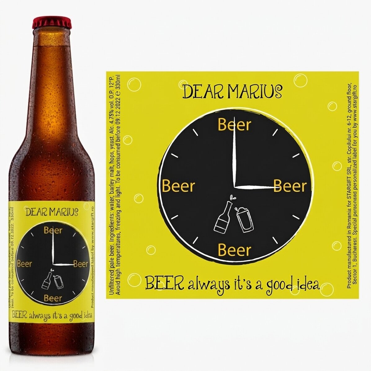 Bière personnalisée avec un texte - La bière, c