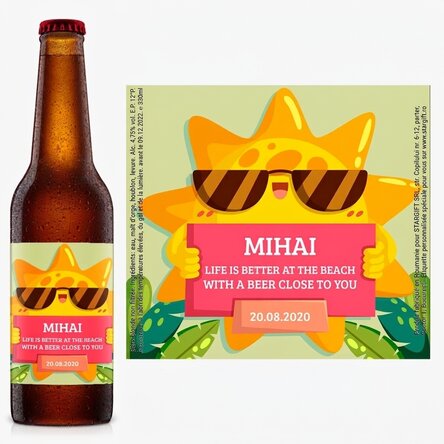 Bière personnalisée avec un texte - Friendly sun