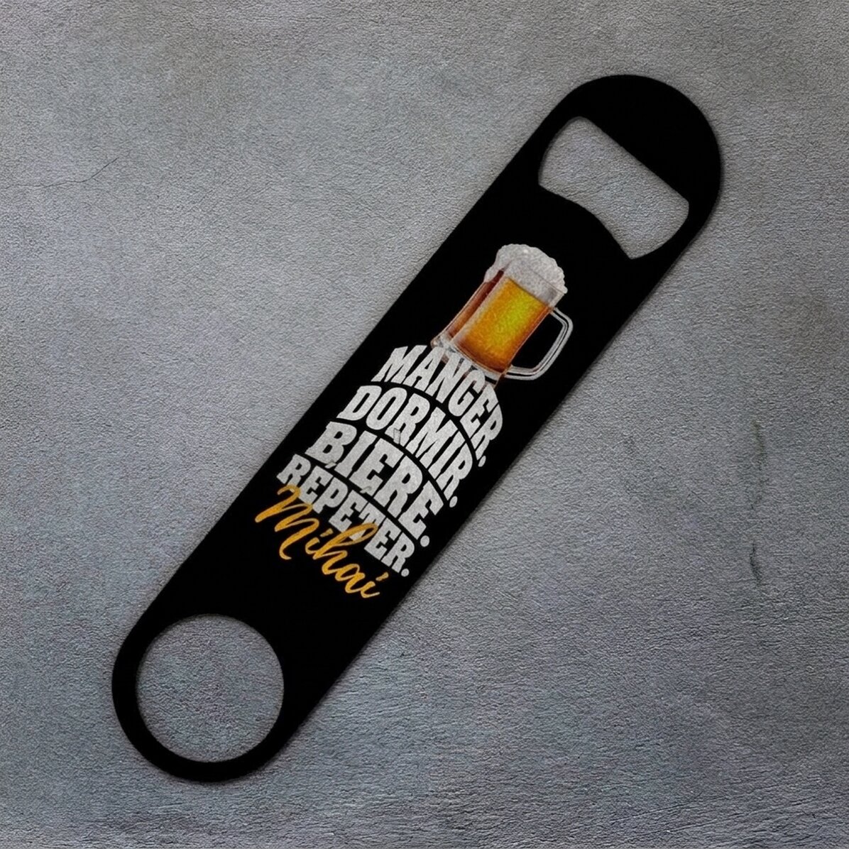 Ouvre-bouteille personnalisé avec inscription : « Eat. Sleep. Beer. Repeat »