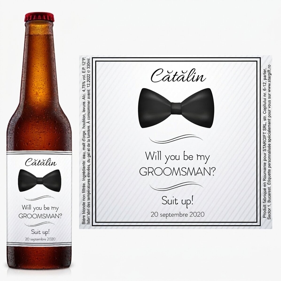 Bière personnalisée avec un message - « Will you be my groomsman ? »