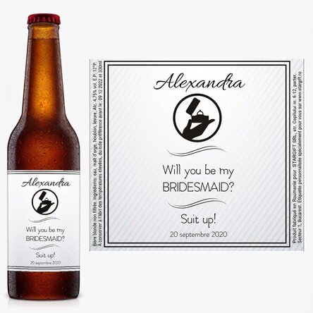 Bière personnalisée avec un message - « Veux-tu être ma demoiselle d'honneur ? »