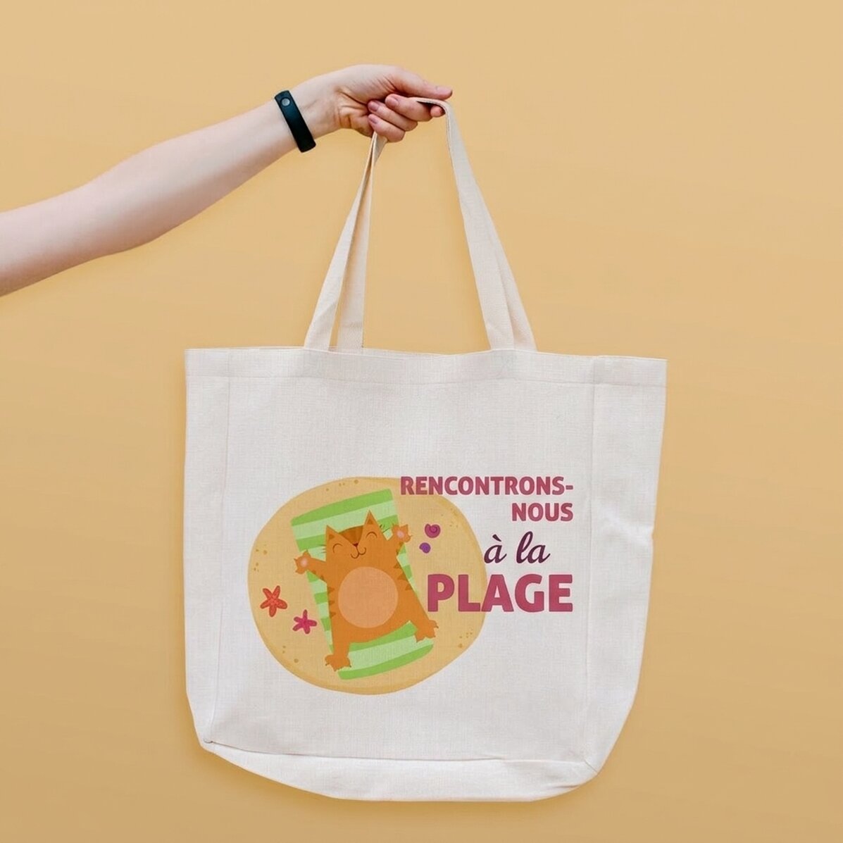 Sac de plage personnalisé avec inscription - « Meet me at the beach »