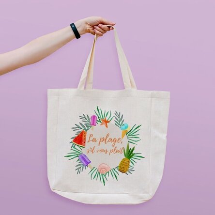 Sac de plage personnalisé avec inscription - Modèle « Beach please » « Summer freeze »