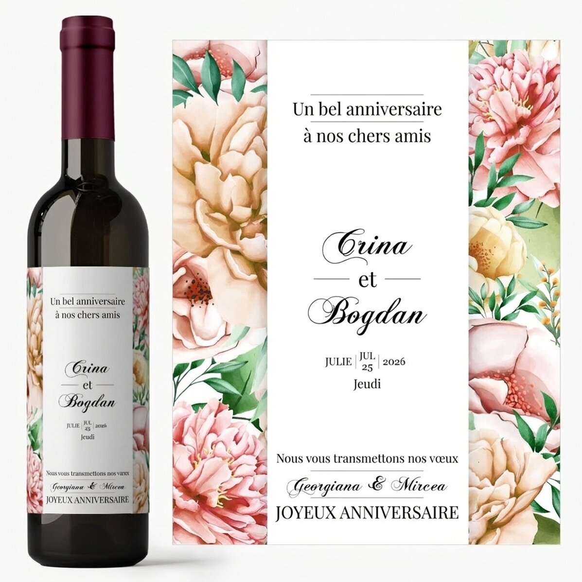 Vin personnalisé avec inscription - Joyeux anniversaire