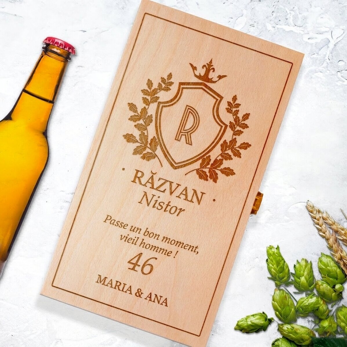 Caisse à bière personnalisée pour trois bouteilles - Blason