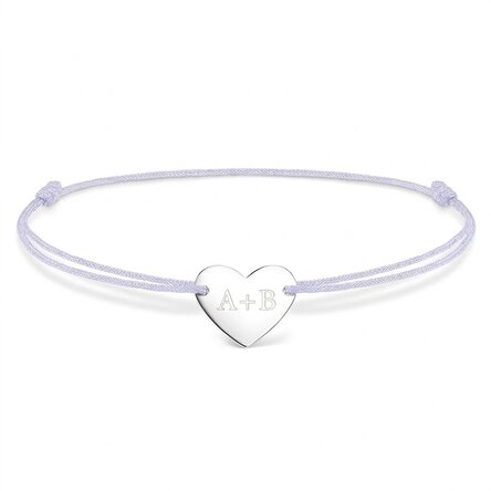 Bracelet à cordon personnalisé - cœur 12 x 10 mm - argent 925 - Toi et moi