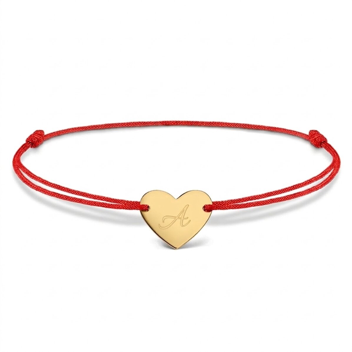 Bracelet à cordon personnalisé - cœur 12 x 10 mm - argent 925 - modèle initiale 5