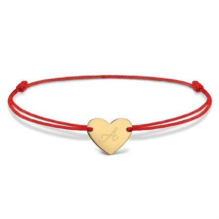 Bracelet à cordon personnalisé - cœur 12 x 10 mm - argent 925 - modèle initiale 5
