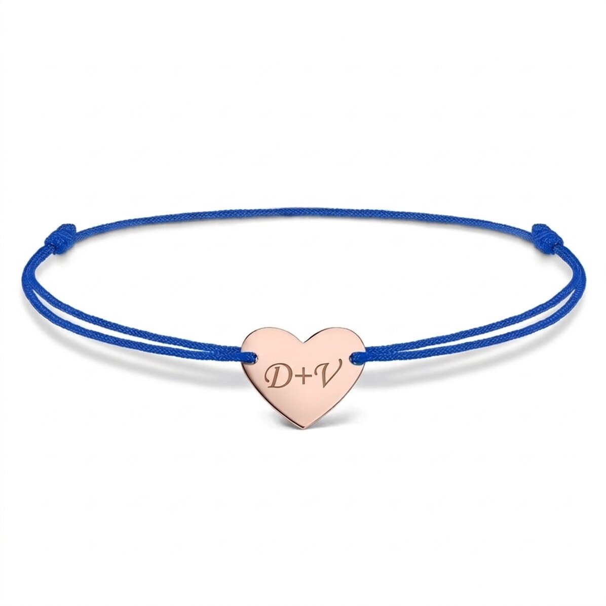 Bracelet à cordon personnalisé - cœur 12 x 10 mm - argent 925 - Modèle « Toi et moi » n° 3
