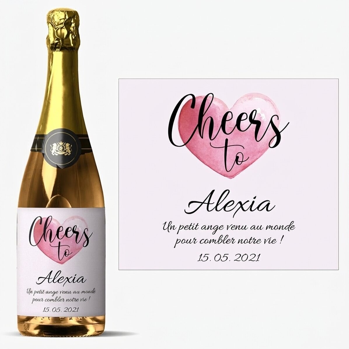 Vin mousseux personnalisé avec un message - À la santé de...
