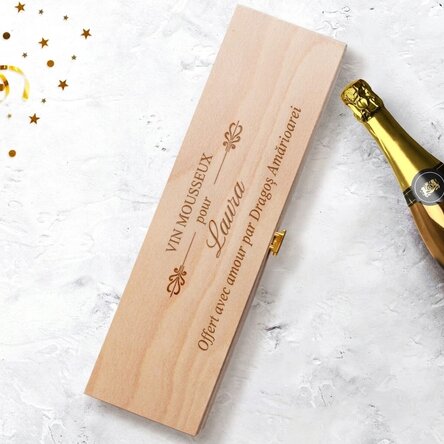 Coffret de vin mousseux personnalisé avec inscription - Elegance