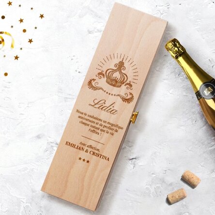 Coffret de vin mousseux personnalisé avec un message - Crown