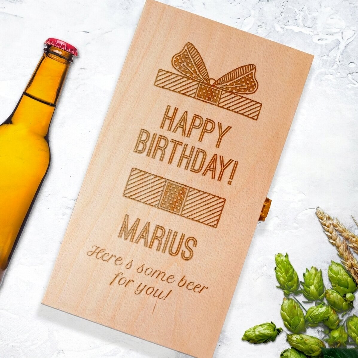 Caisse à bière personnalisée pour trois bouteilles - Cadeau