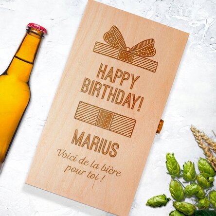 Caisse à bière personnalisée pour trois bouteilles - Cadeau