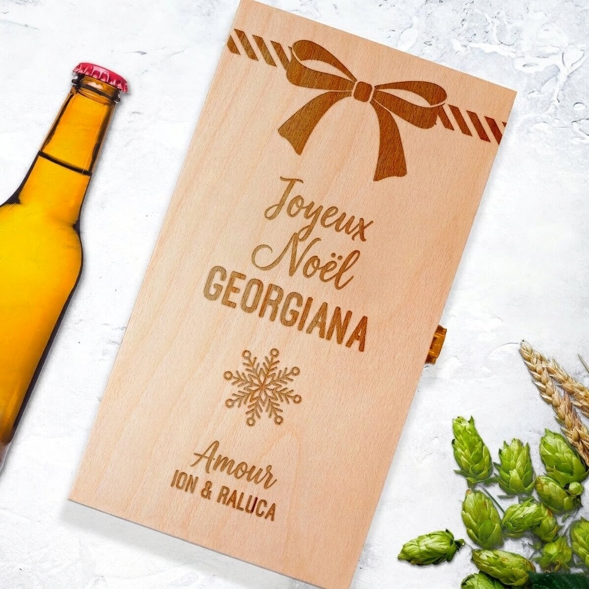 Coffret à bière personnalisé pour trois bouteilles - Cadeau