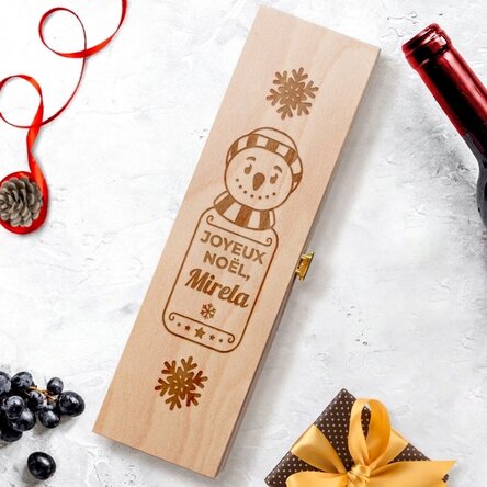 Caisse de vin personnalisée - Bonhomme de neige