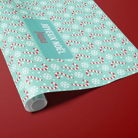 Papier d'emballage cadeau personnalisé avec texte encadré - Candycane