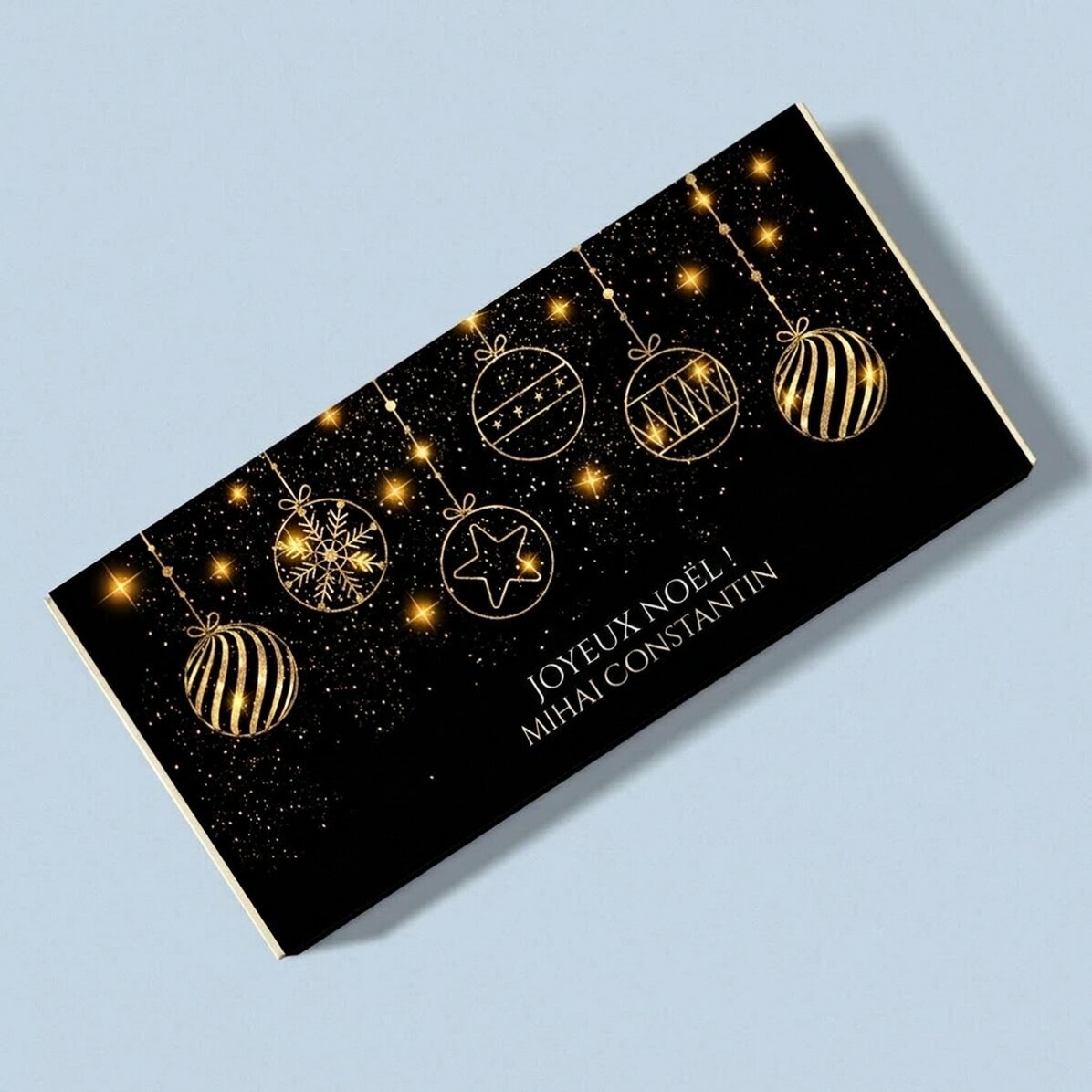 Chocolat personnalisé avec un nom et un message - Gold Christmas