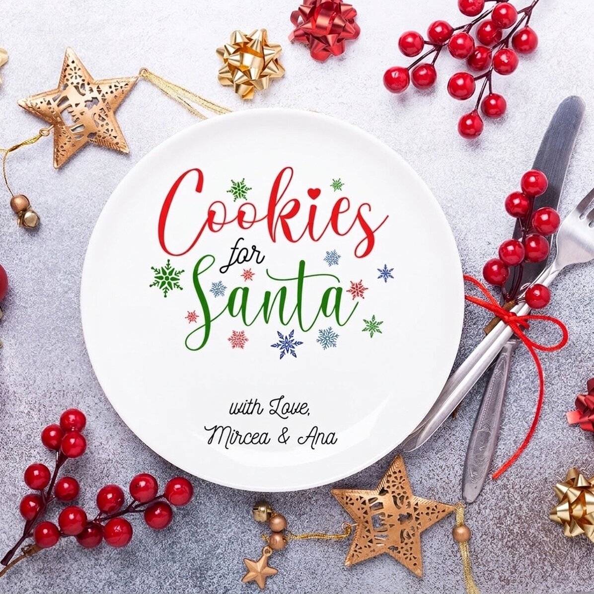 Assiette personnalisée avec inscription - Cookies pour le Père Noël