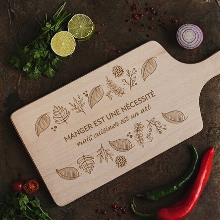 Planche à découper personnalisée avec inscription - Saveurs d'automne