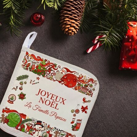Dessous-de-plat personnalisé avec inscription - Noël traditionnel