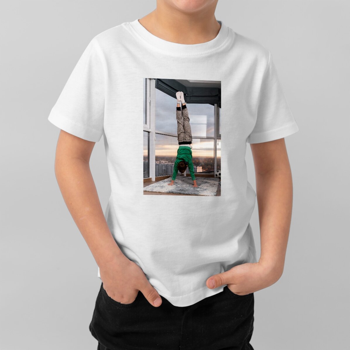 T-shirt en coton pour enfants, personnalisé avec une photo au format portrait