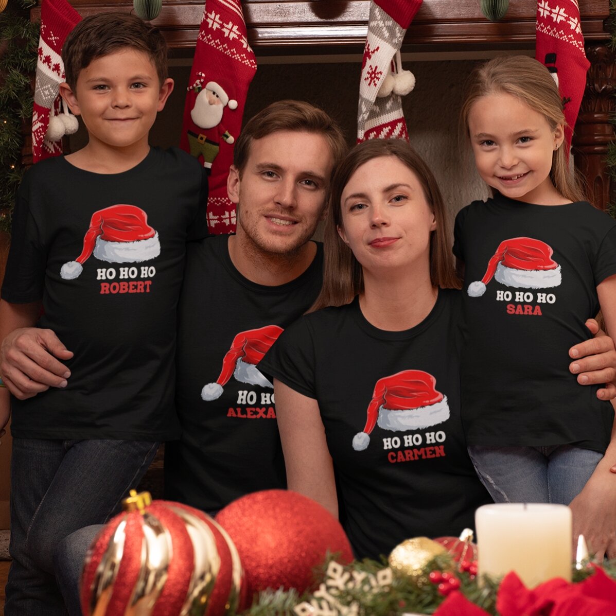 T-shirt en coton pour enfants personnalisé avec un texte - Noël