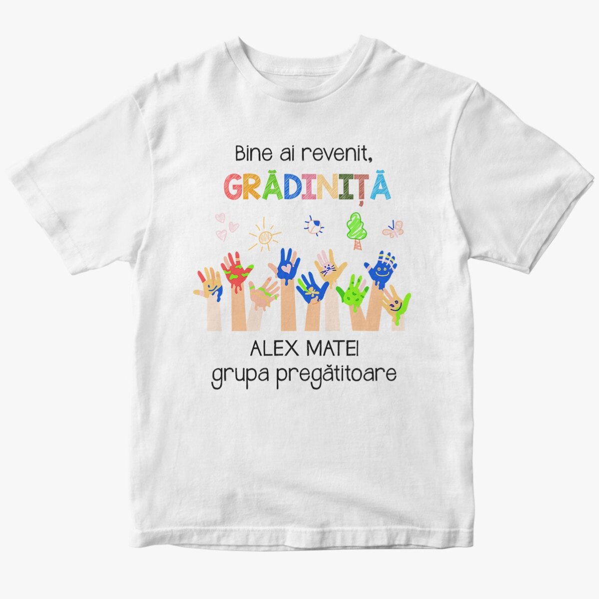 T-shirt en coton pour enfants personnalisé avec un texte - Maternelle
