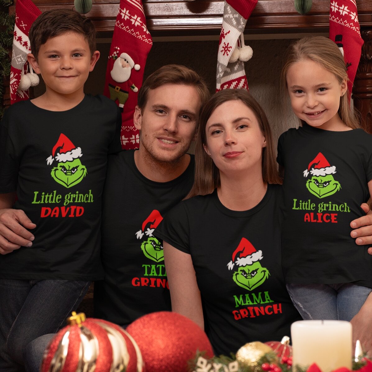 T-shirt en coton pour enfants personnalisé avec un texte - Grinch