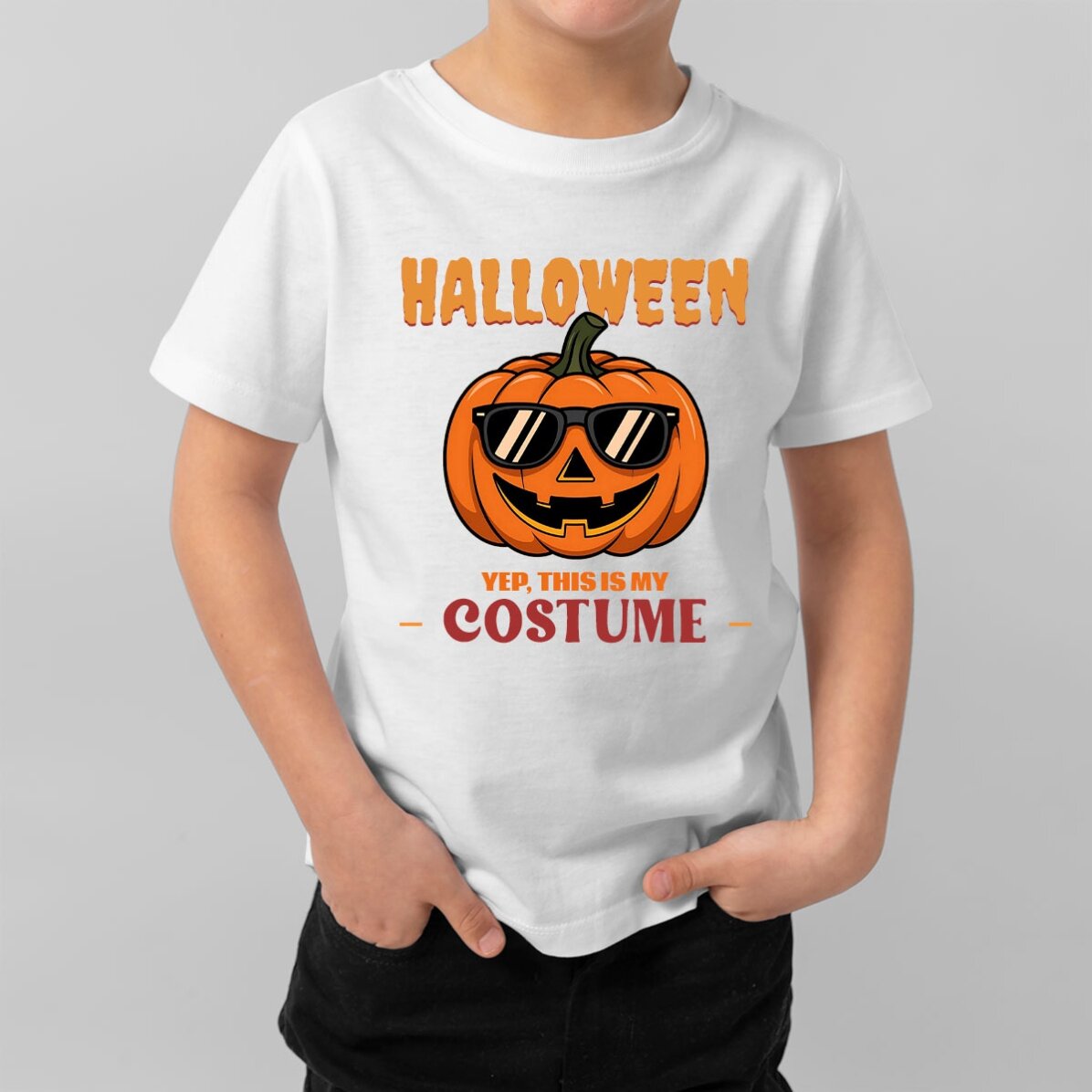 T-shirt en coton pour enfants personnalisé avec le texte « This is my costume »