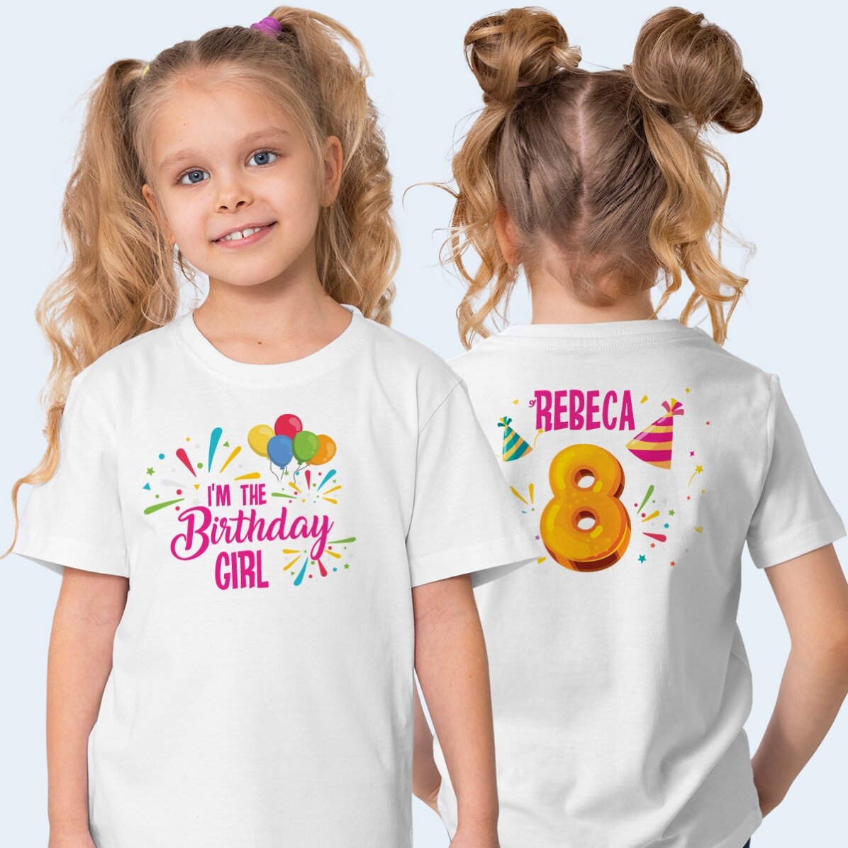 T-shirt en coton personnalisé pour enfant (recto-verso) pour un anniversaire