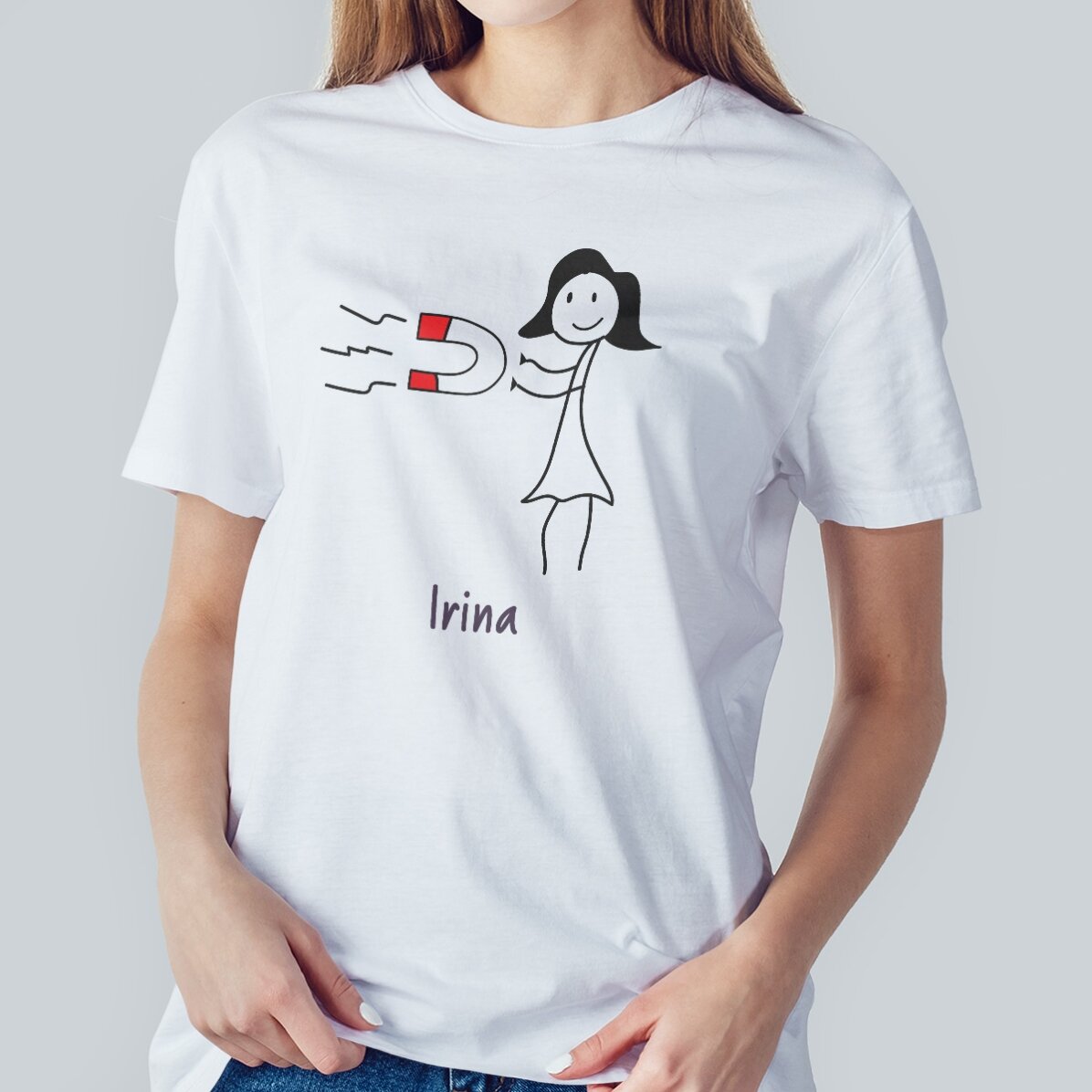 T-shirt en coton pour femme, personnalisé avec un texte - Magnet