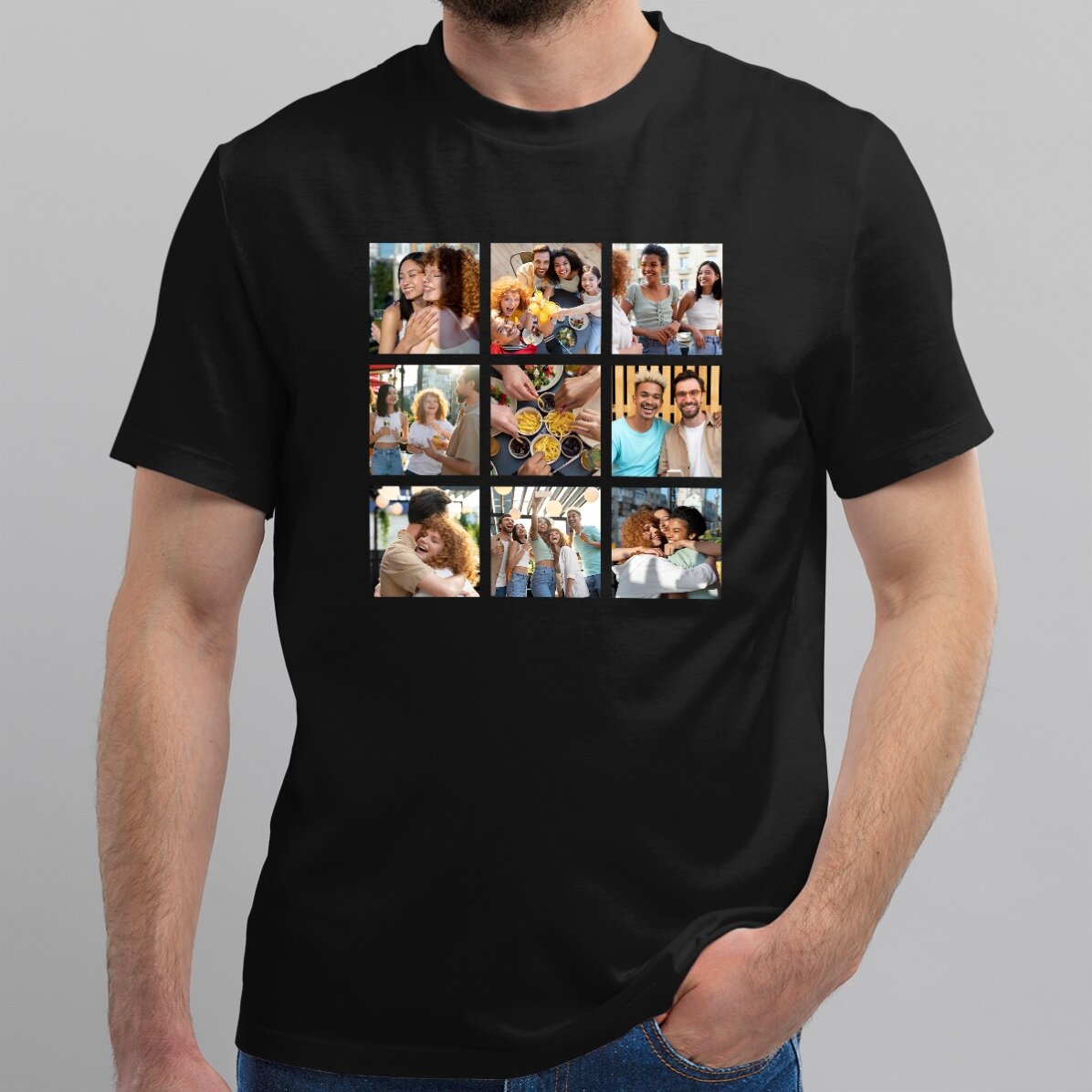 T-shirt en coton personnalisé avec 9 photos