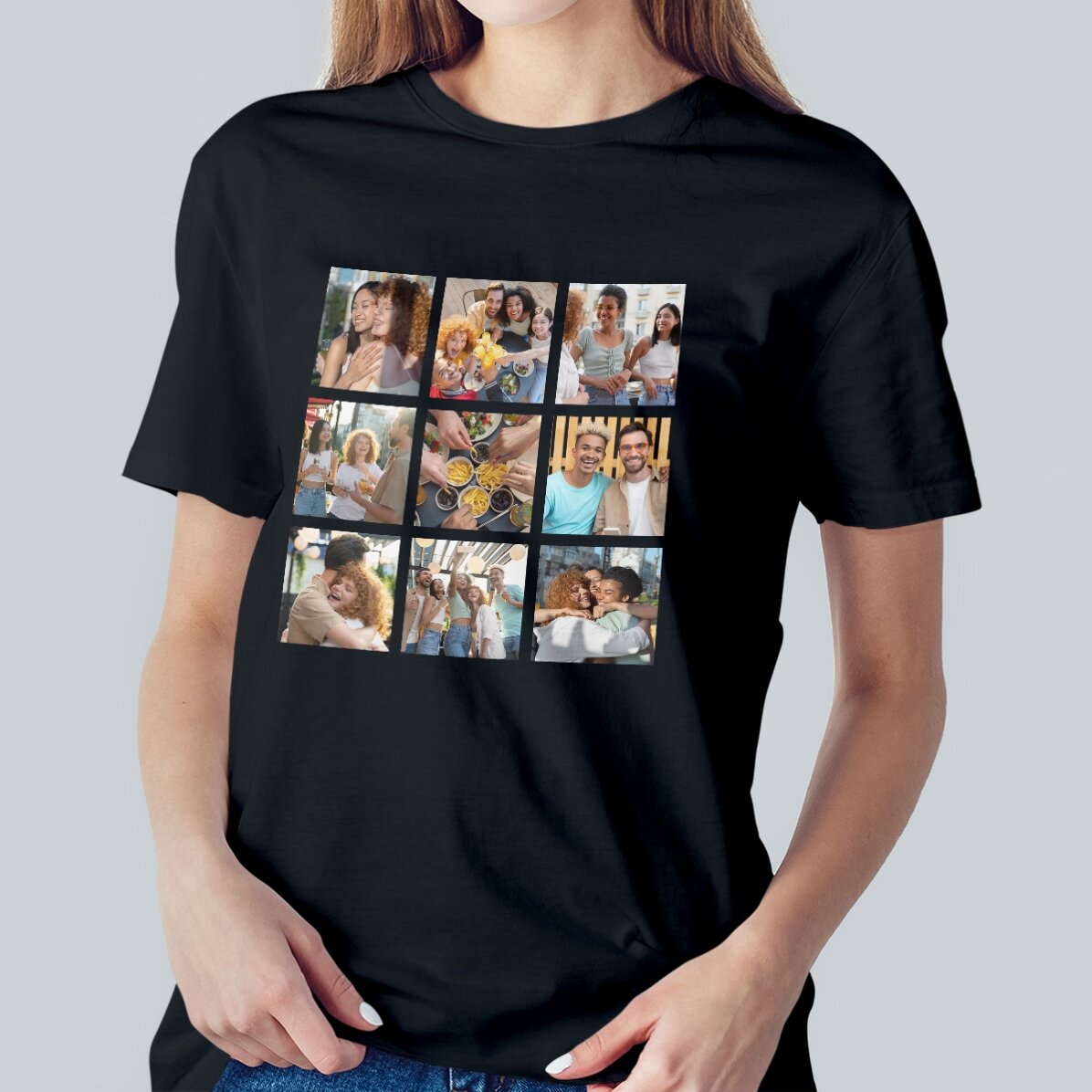 T-shirt en coton personnalisé avec 9 photos