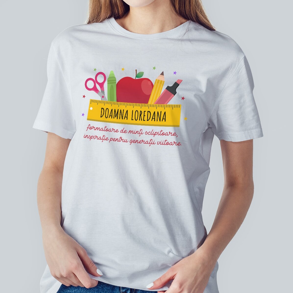 T-shirt en coton personnalisé avec le nom des enseignants - Fournitures scolaires