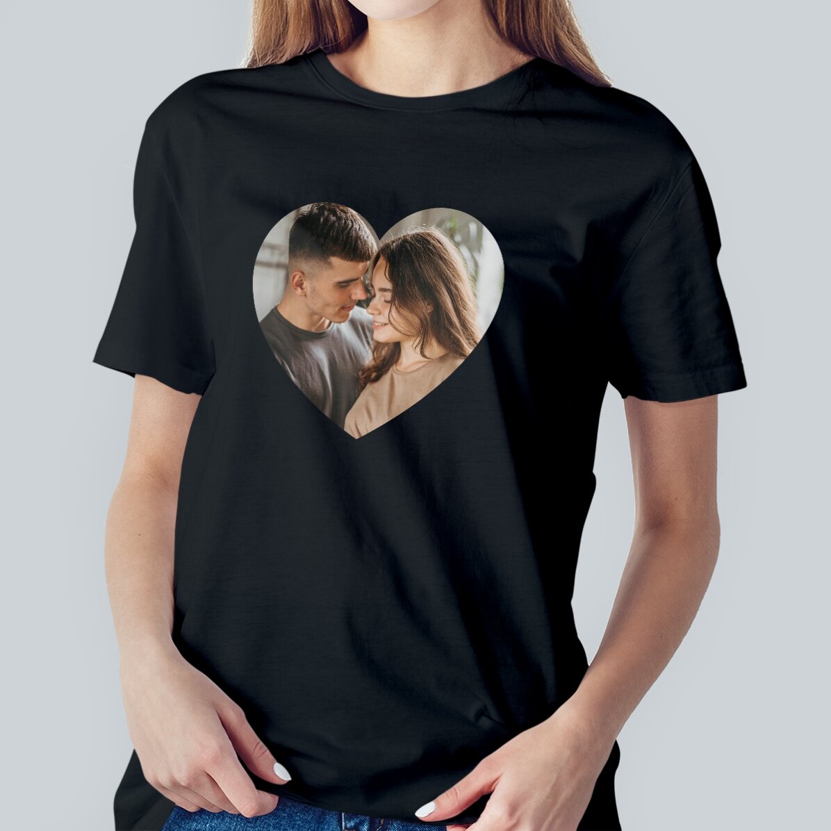 T-shirt en coton personnalisé avec une photo - Cœur