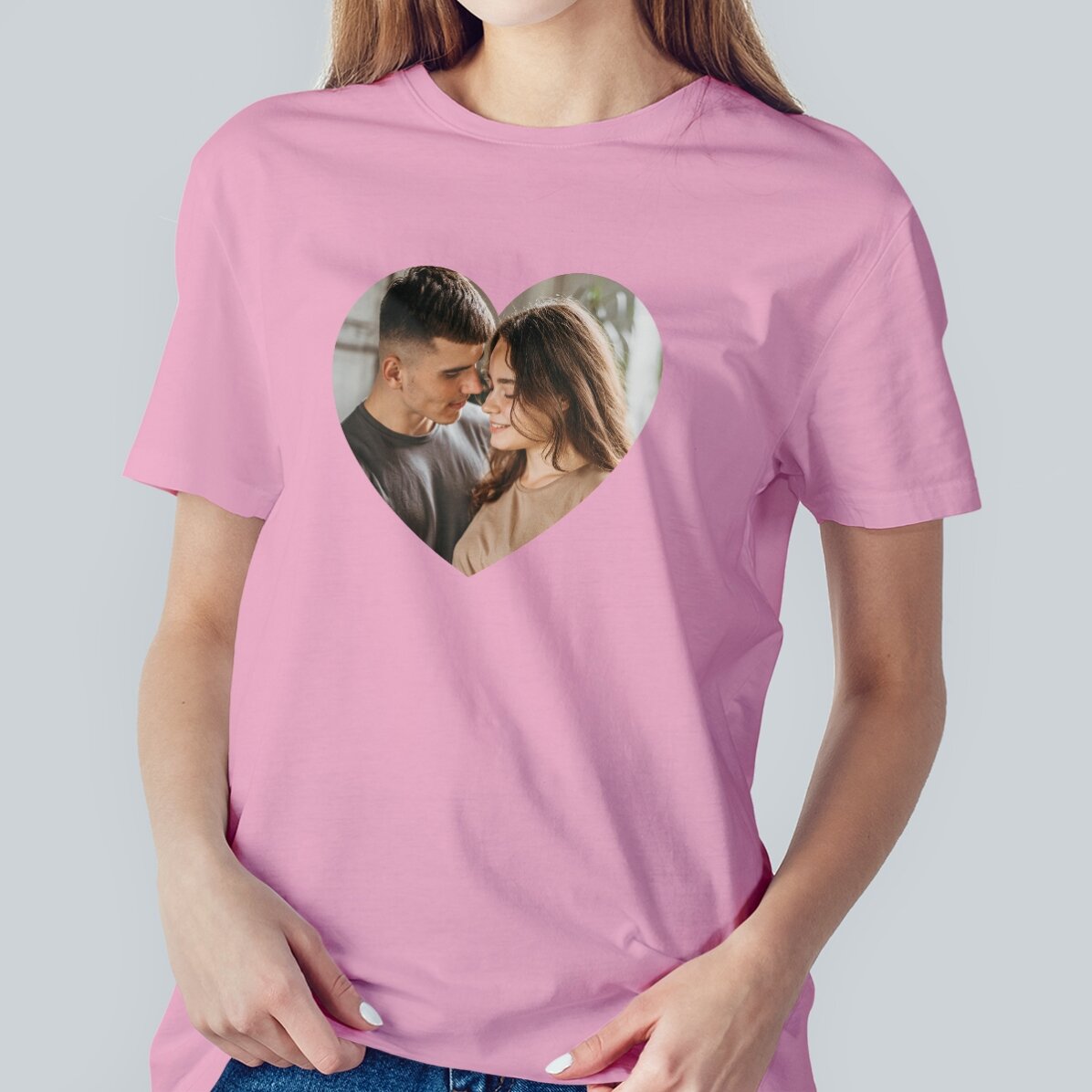 T-shirt en coton personnalisé avec une photo - Cœur